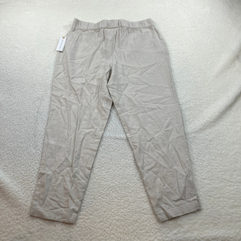 Land n Sea Pants Womens M Oatmeal Washable Linen Blend Drawstring Pull On - Picture 10 of 11